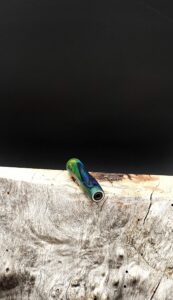 This image portrays Multi-Colored Resin Midsection(Stem) Dynavap by Dovetail Woodwork.