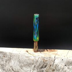 This image portrays Multi-Colored Resin Midsection(Stem) Dynavap by Dovetail Woodwork.