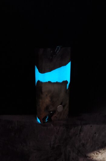 This image portrays Case for Dynavap - Cottonwood/Resin Hybrid/Luminescent by Dovetail Woodwork.