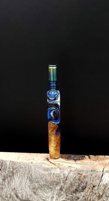 This image portrays Midsection(Stem) Dynavap XL - Cosmic Burl Hybrid by Dovetail Woodwork.