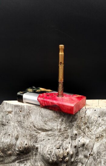 This image portrays Case for Dynavap - Box Elder Burl/Resin Hybrid by Dovetail Woodwork.