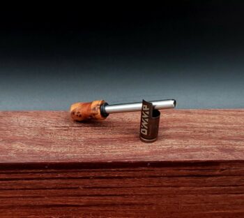 This image portrays Dynavap Spinning Mouthpiece-Thuya Burl by Dovetail Woodwork.