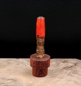 This image portrays Luminescent Stem/Midsection for Dynavap-Burl Hybrid by Dovetail Woodwork.
