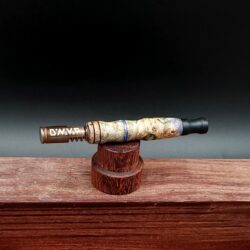 This image portrays Cosmic Galaxy Burl Dynavap Midsection-Indigo Opal by Dovetail Woodwork.