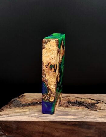 This image portrays Luminescent-2G-Stash-Cosmic Burl Hybrid-Dynavap Case by Dovetail Woodwork.