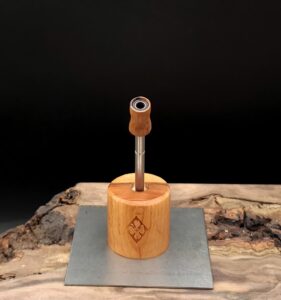 This image portrays Dynavap Spinning Mouthpiece-Black/White Ebony Wood by Dovetail Woodwork.
