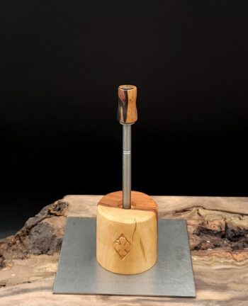 This image portrays Dynavap Spinning Mouthpiece-Black/White Ebony Wood by Dovetail Woodwork.