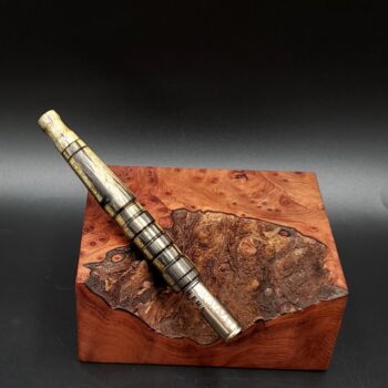 This image portrays Blue Mahoe Wood-XL Dynavap Stem Upgrade by Dovetail Woodwork.