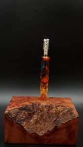 This image portrays Cosmic/Twisted Burl Series XL Hybrid-Dynavap Stem/Midsection by Dovetail Woodwork.