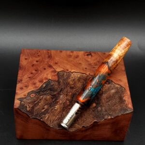 This image portrays Cosmic/Twisted Burl Series XL Hybrid-Dynavap Stem/Midsection by Dovetail Woodwork.