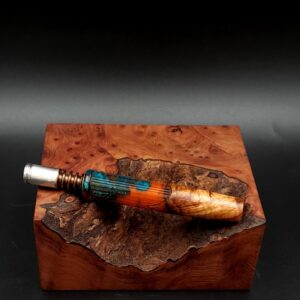 This image portrays Cosmic/Twisted Burl Series XL Hybrid-Dynavap Stem/Midsection by Dovetail Woodwork.