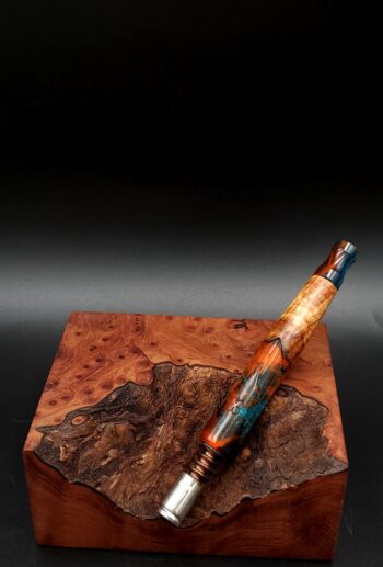 This image portrays Cosmic/Twisted Burl Series XL Hybrid-Dynavap Stem/Midsection by Dovetail Woodwork.