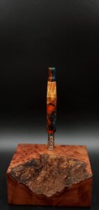 This image portrays Cosmic/Twisted Burl Series XL Hybrid-Dynavap Stem/Midsection by Dovetail Woodwork.