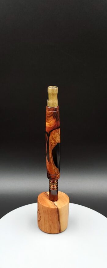 This image portrays Rare Cocobolo Burl XL Hybrid-Dynavap Stem/Midsection by Dovetail Woodwork.