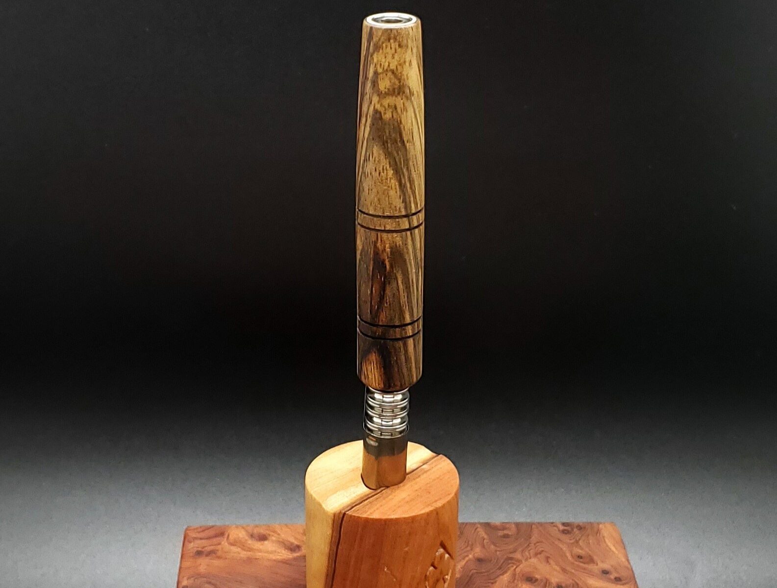 This image portrays Black Limba XL Dynavap Stem Upgrade by Dovetail Woodwork.