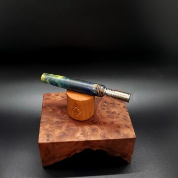 This image portrays Cosmic Burl Series XL-Dynavap Stem/Midsection by Dovetail Woodwork.