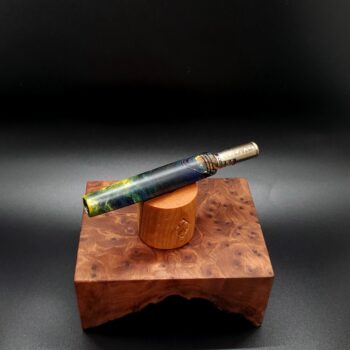This image portrays Cosmic Burl Series XL-Dynavap Stem/Midsection by Dovetail Woodwork.