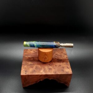 This image portrays Cosmic Burl Series XL-Dynavap Stem/Midsection by Dovetail Woodwork.