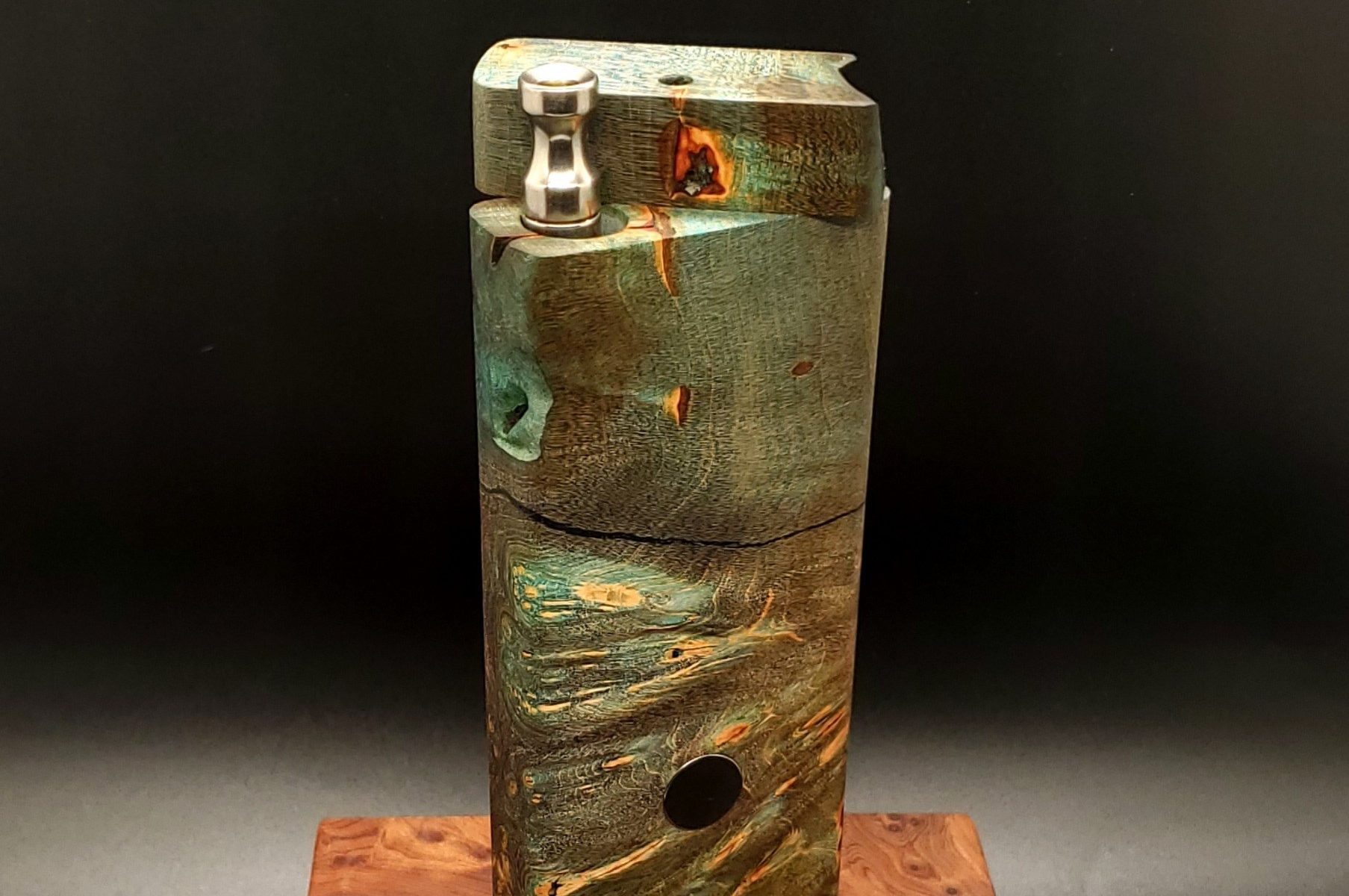 This image portrays Cosmic Burl-Live Edge-XL Dynavap Stash Case by Dovetail Woodwork.
