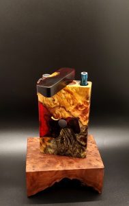 This image portrays 3G-Stash-Buckeye Burl Hybrid-Dynavap Case by Dovetail Woodwork.