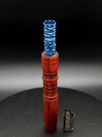 This image portrays Custom Anodized/Blue-Dynavap Titanium Tip-VONG(2021) by Dovetail Woodwork.