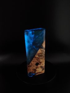 This image portrays Luminescent 2G-XXL Stash-Buckeye Burl Hybrid-Dynavap Case by Dovetail Woodwork.