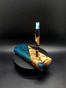 This image portrays Luminescent 2G-XXL Stash-Buckeye Burl Hybrid-Dynavap Case by Dovetail Woodwork.