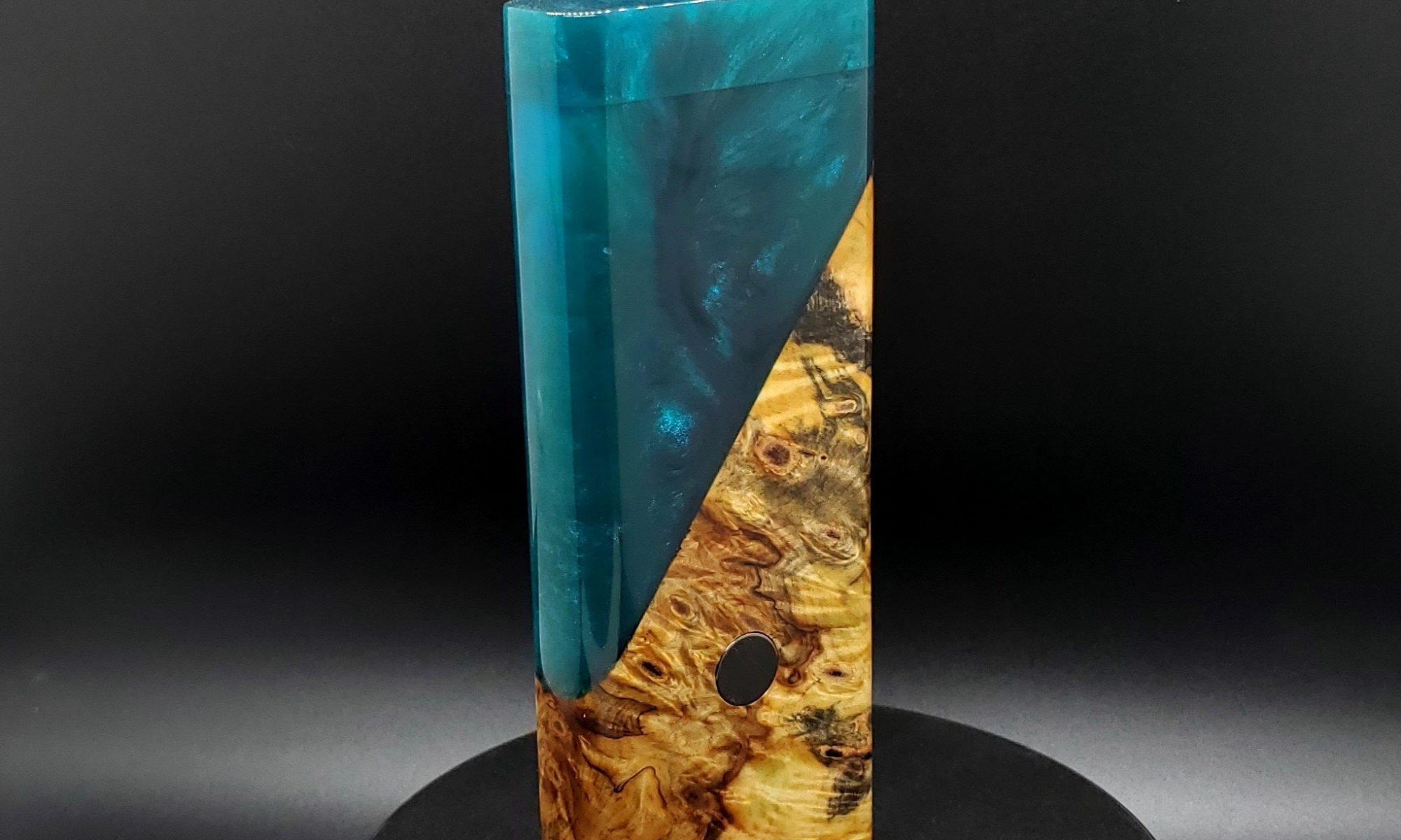 This image portrays Luminescent 2G-XXL Stash-Buckeye Burl Hybrid-Dynavap Case by Dovetail Woodwork.