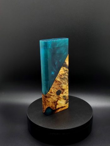 This image portrays Luminescent 2G-XXL Stash-Buckeye Burl Hybrid-Dynavap Case by Dovetail Woodwork.