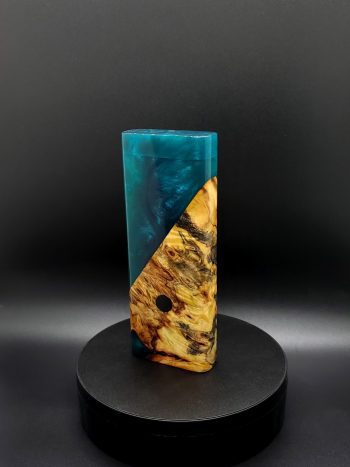 This image portrays Luminescent 2G-XXL Stash-Buckeye Burl Hybrid-Dynavap Case by Dovetail Woodwork.