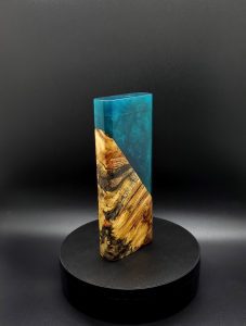 This image portrays Luminescent 2G-XXL Stash-Buckeye Burl Hybrid-Dynavap Case by Dovetail Woodwork.