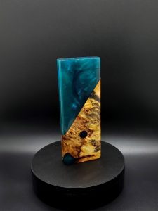 This image portrays Luminescent 2G-XXL Stash-Buckeye Burl Hybrid-Dynavap Case by Dovetail Woodwork.