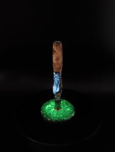 This image portrays Luminescent Cosmic Series-Buckeye Burl Hybrid-XL Dynavap Stem by Dovetail Woodwork.