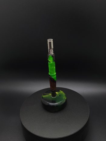 This image portrays Twisted Series-Cosmic Green Hybrid-XL Dynavap Stem by Dovetail Woodwork.