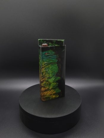 This image portrays 2G-Stash-Maple Burl Hybrid-XL Dynavap Case by Dovetail Woodwork.