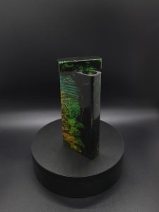 This image portrays 2G-Stash-Maple Burl Hybrid-XL Dynavap Case by Dovetail Woodwork.