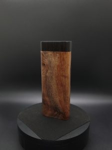 This image portrays 2G-XL Stash-Live Edge Black Walnut Burl/Ebony Wood-Dynavap Case by Dovetail Woodwork.