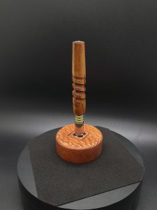 This image portrays Downward Spiral XL-Teak Wood-Dynavap Stem-NEW! by Dovetail Woodwork.