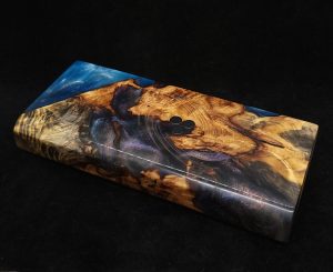 This image portrays Luminescent 2G-Galaxy Stash XL-Buckeye Burl-Dynavap Case by Dovetail Woodwork.
