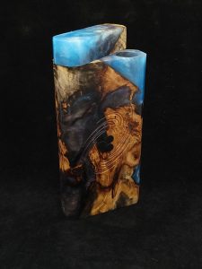 This image portrays Luminescent 2G-Galaxy Stash XL-Buckeye Burl-Dynavap Case by Dovetail Woodwork.