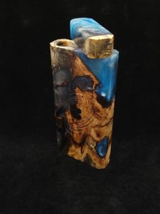 This image portrays Luminescent 2G-Galaxy Stash XL-Buckeye Burl-Dynavap Case by Dovetail Woodwork.