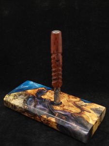 This image portrays Luminescent 2G-Galaxy Stash XL-Buckeye Burl-Dynavap Case by Dovetail Woodwork.