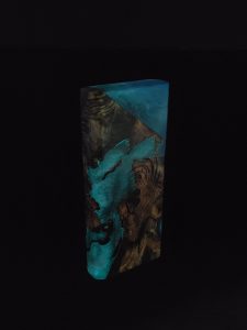 This image portrays Luminescent 2G-Galaxy Stash XL-Buckeye Burl-Dynavap Case by Dovetail Woodwork.