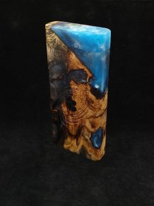 This image portrays Luminescent 2G-Galaxy Stash XL-Buckeye Burl-Dynavap Case by Dovetail Woodwork.