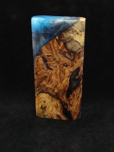 This image portrays Luminescent 2G-Galaxy Stash XL-Buckeye Burl-Dynavap Case by Dovetail Woodwork.
