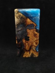 This image portrays Luminescent 2G-Galaxy Stash XL-Buckeye Burl-Dynavap Case by Dovetail Woodwork.