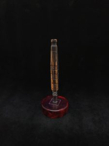 This image portrays High Class-Knurled XL Dynavap Stem/Black & White Ebony with Matching Mouthpiece by Dovetail Woodwork.