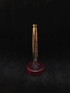 This image portrays High Class-Knurled XL Dynavap Stem/Black & White Ebony with Matching Mouthpiece by Dovetail Woodwork.