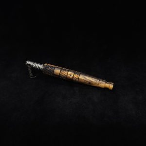This image portrays High Class-Knurled XL Dynavap Stem/Black & White Ebony with Matching Mouthpiece by Dovetail Woodwork.