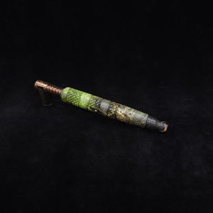 This image portrays High Class-Knurled XL Dynavap Stem/Cosmic Burl Hybrid + Matching Mouthpiece by Dovetail Woodwork.